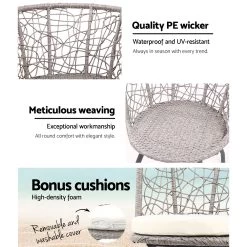 Gardeon Outdoor Patio Chair And Table – Grey -Furniture Shop ODF BISTRO ROUND GE 03