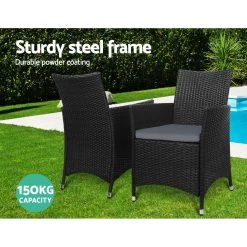 Gardeon Outdoor Furniture Dining Chair Table Bistro Set Wicker Patio Setting Tea Coffee Cafe Bar Set -Furniture Shop ODF CHAIRSET 630 03