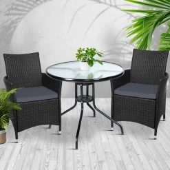 Gardeon Outdoor Furniture Dining Chair Table Bistro Set Wicker Patio Setting Tea Coffee Cafe Bar Set -Furniture Shop ODF CHAIRSET 630 99