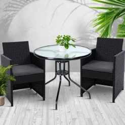 Gardeon Patio Furniture Dining Chairs Table Patio Setting Bistro Set Wicker Tea Coffee Cafe Bar Set -Furniture Shop ODF CHAIRSET DINING 99