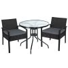 Gardeon Outdoor Furniture Dining Chairs Wicker Garden Patio Cushion Black 3PCS Sofa Set Tea Coffee Cafe Bar Set -Furniture Shop ODF CHAIRSET TEA 00