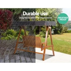 Gardeon Swing Chair Wooden Garden Bench Canopy 2 Seater Outdoor Furniture -Furniture Shop ODF GSC W2S TK AB 05