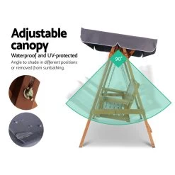 Gardeon Wooden Swing Chair Garden Bench Canopy 3 Seater Outdoor Furniture -Furniture Shop ODF GSC W3S TK ABC 04
