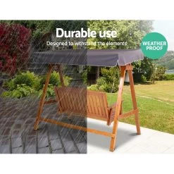 Gardeon Wooden Swing Chair Garden Bench Canopy 3 Seater Outdoor Furniture -Furniture Shop ODF GSC W3S TK ABC 05