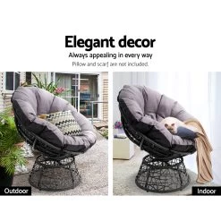 Gardeon Papasan Chair – Black -Furniture Shop ODF PAPASAN CH BK 04