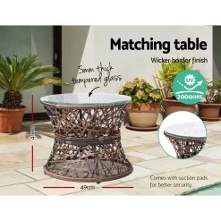 Gardeon Papasan Chair And Side Table – Brown -Furniture Shop ODF PAPASAN CHTB BR 06