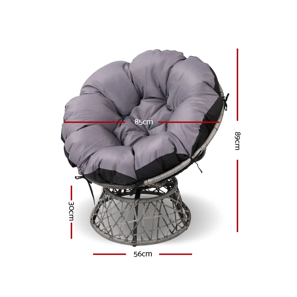 Gardeon Papasan Chair And Side Table – Grey 4 Gardeon Papasan Chair And Side Table – Grey - Image 2