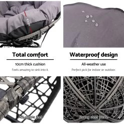 Gardeon Papasan Chair And Side Table – Grey 14 Gardeon Papasan Chair And Side Table – Grey -Furniture Shop ODF PAPASAN CHTB GE 05