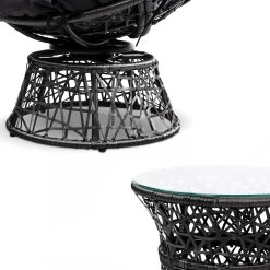 Gardeon Papasan Chair And Side Table Set- Black -Furniture Shop ODF PAPASAN TBCHX2 BK 03