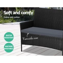 Gardeon 4-piece Rattan Outdoor Set – Black 12 Gardeon 4-piece Rattan Outdoor Set – Black -Furniture Shop ODF PATIO 17007 BK AB 02