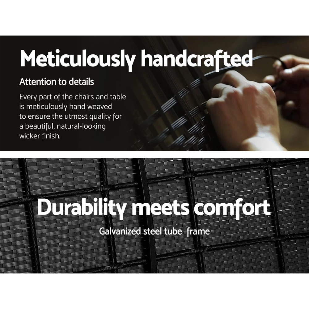 Gardeon 4-piece Rattan Outdoor Set – Black 6 Gardeon 4-piece Rattan Outdoor Set – Black - Image 4