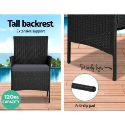 Gardeon 4-piece Rattan Outdoor Set – Black 14 Gardeon 4-piece Rattan Outdoor Set – Black -Furniture Shop ODF PATIO 17007 BK AB 04