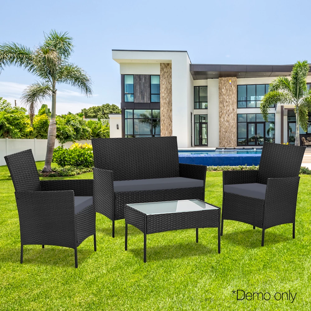 Gardeon 4-piece Rattan Outdoor Set – Black 10 Gardeon 4-piece Rattan Outdoor Set – Black - Image 8