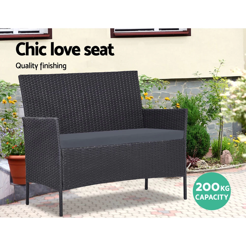 Gardeon Outdoor Furniture Rattan Set Chair Table Dark Grey 4pc 5 Gardeon Outdoor Furniture Rattan Set Chair Table Dark Grey 4pc - Image 3