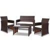 Gardeon Set Of 4 Outdoor Rattan Chairs & Table – Brown 1 Gardeon Set Of 4 Outdoor Rattan Chairs & Table – Brown -Furniture Shop ODF RATTAN 4PC AB BR 00