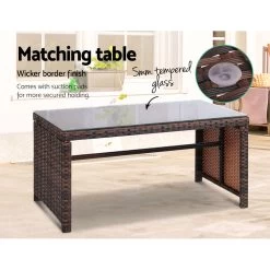 Gardeon Set Of 4 Outdoor Rattan Chairs & Table – Brown -Furniture Shop ODF RATTAN 4PC AB BR 04