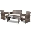 Gardeon Set Of 4 Outdoor Rattan Chairs & Table – Grey -Furniture Shop ODF RATTAN 4PC AB GE 00