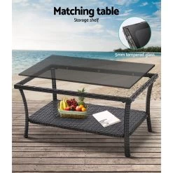 Gardeon Outdoor Furniture Rattan Set Wicker Cushion 4pc Dark Grey -Furniture Shop ODF RATTAN HARP GE AB 04