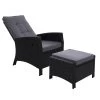 Sun Lounge Recliner Chair Wicker Lounger Sofa Day Bed Outdoor Furniture Patio Garden Cushion Ottoman Black Gardeon -Furniture Shop ODF RECLINER CHOTM BK 00