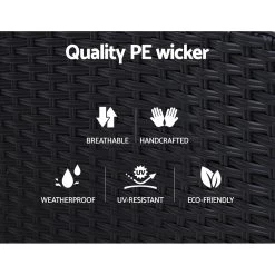 Sun Lounge Recliner Chair Wicker Lounger Sofa Day Bed Outdoor Furniture Patio Garden Cushion Ottoman Black Gardeon -Furniture Shop ODF RECLINER CHOTM BK 04