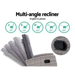 Sun Lounge Recliner Chair Wicker Lounger Sofa Day Bed Outdoor Furniture Patio Garden Cushion Ottoman Grey Gardeon -Furniture Shop ODF RECLINER CHOTM GE 02