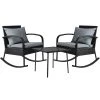 Gardeon 3 Piece Outdoor Chair Rocking Set – Black -Furniture Shop ODF ROCK E SET BK 00