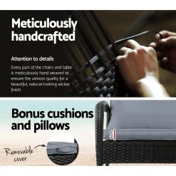 Gardeon 3 Piece Outdoor Chair Rocking Set – Black -Furniture Shop ODF ROCK E SET BK 04