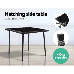 Gardeon 3 Piece Outdoor Chair Rocking Set – Black -Furniture Shop ODF ROCK E SET BK 05