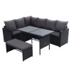 Gardeon Outdoor Furniture Dining Setting Sofa Set Lounge Wicker 8 Seater Black -Furniture Shop ODF SDBOSS 1BENCH BK 00