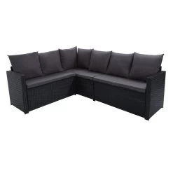Gardeon Outdoor Furniture Dining Setting Sofa Set Lounge Wicker 8 Seater Black -Furniture Shop ODF SDBOSS 1BENCH BK 05