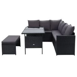 Gardeon Outdoor Furniture Dining Setting Sofa Set Wicker 8 Seater Storage Cover Black -Furniture Shop ODF SDBOSS 1BENCH BK COVER 02