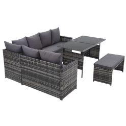 Gardeon Outdoor Furniture Dining Setting Sofa Set Lounge Wicker 8 Seater Mixed Grey -Furniture Shop ODF SDBOSS 1BENCH GE 03