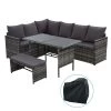 Gardeon Outdoor Furniture Dining Setting Sofa Set Wicker 8 Seater Storage Cover Mixed Grey