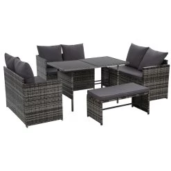 Gardeon Outdoor Furniture Dining Setting Sofa Set Wicker 8 Seater Storage Cover Mixed Grey -Furniture Shop ODF SDBOSS 1BENCH GE COVER 04