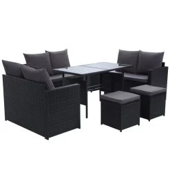 Gardeon Outdoor Furniture Dining Setting Sofa Set Lounge Wicker 9 Seater Black -Furniture Shop ODF SDBOSS 3OTM BK 04