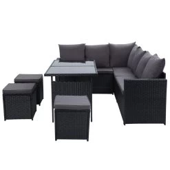 Gardeon Outdoor Furniture Dining Setting Sofa Set Wicker 9 Seater Storage Cover Black -Furniture Shop ODF SDBOSS 3OTM BK COVER 02