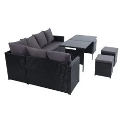 Gardeon Outdoor Furniture Dining Setting Sofa Set Wicker 9 Seater Storage Cover Black -Furniture Shop ODF SDBOSS 3OTM BK COVER 03