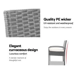 Gardeon 3-piece Outdoor Set – Grey -Furniture Shop ODF TEA RATTAN S GE 04