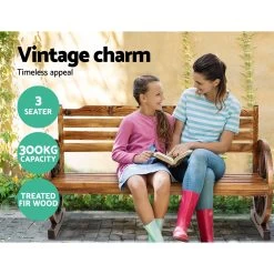 Gardeon Garden Bench Wooden Wagon Chair 3 Seat Outdoor Furniture Backyard Lounge -Furniture Shop ODF WAGON 3S CC 02