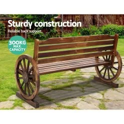 Gardeon Garden Bench Wooden Wagon Chair 3 Seat Outdoor Furniture Backyard Lounge -Furniture Shop ODF WAGON 3S CC 03