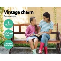 Gardeon Garden Bench Wooden Wagon Chair 3 Seat Outdoor Furniture Backyard Lounge Charcoal 11 Gardeon Garden Bench Wooden Wagon Chair 3 Seat Outdoor Furniture Backyard Lounge Charcoal -Furniture Shop ODF WAGON 3S V CC 02