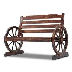 Gardeon Wooden Wagon Wheel Bench – Brown -Furniture Shop ODF WAGON CC 02