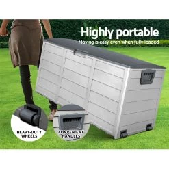 Giantz 290L Outdoor Storage Box – Grey 16 Giantz 290L Outdoor Storage Box – Grey -Furniture Shop OSB 290L GG 06