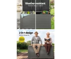 Gardeon Outdoor Storage Box 680L Container Indoor Garden Bench Tool Sheds Chest -Furniture Shop OSB S680 BK 05