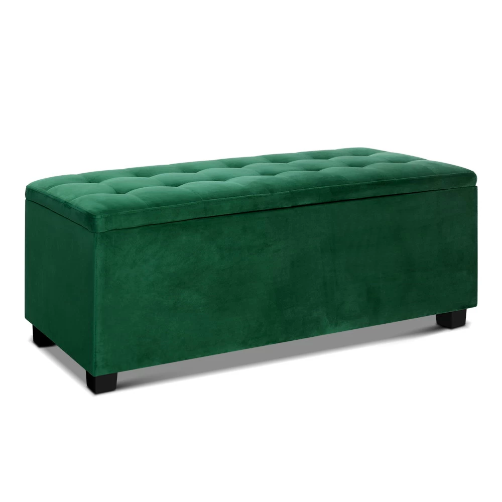 Artiss Storage Ottoman Blanket Box Velvet Foot Stool Rest Chest Couch Toy Green 3 Artiss Storage Ottoman Blanket Box Velvet Foot Stool Rest Chest Couch Toy Green