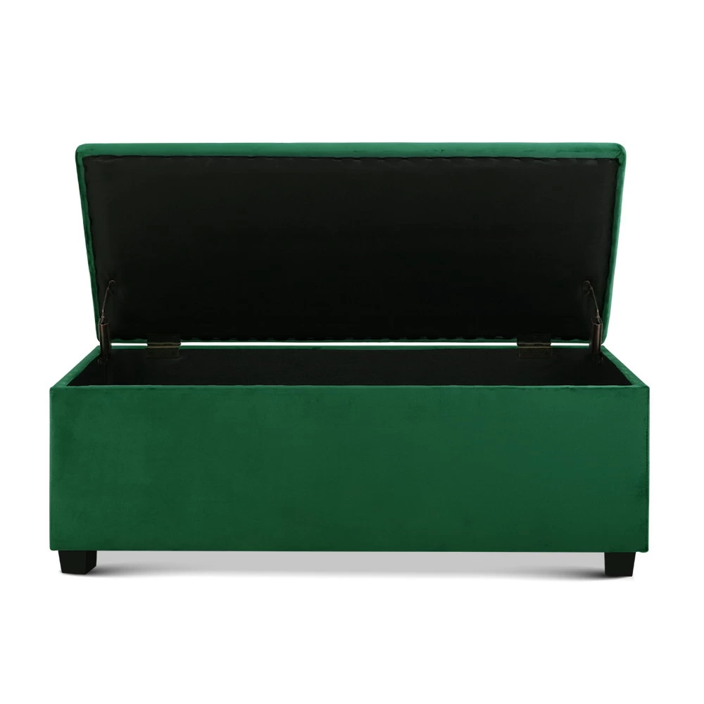 Artiss Storage Ottoman Blanket Box Velvet Foot Stool Rest Chest Couch Toy Green 5 Artiss Storage Ottoman Blanket Box Velvet Foot Stool Rest Chest Couch Toy Green - Image 3