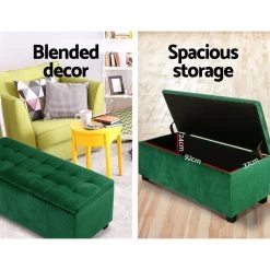 Artiss Storage Ottoman Blanket Box Velvet Foot Stool Rest Chest Couch Toy Green 13 Artiss Storage Ottoman Blanket Box Velvet Foot Stool Rest Chest Couch Toy Green -Furniture Shop OTM L2 VEL GREEN 04