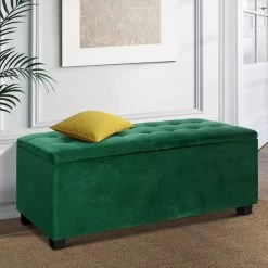 Artiss Storage Ottoman Blanket Box Velvet Foot Stool Rest Chest Couch Toy Green 15 Artiss Storage Ottoman Blanket Box Velvet Foot Stool Rest Chest Couch Toy Green -Furniture Shop OTM L2 VEL GREEN 99