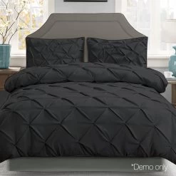 Giselle Bedding Super King Quilt Cover Set – Black -Furniture Shop QCS DIAM BK SK 06