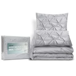 Giselle Bedding Queen Size Quilt Cover Set – Grey -Furniture Shop QCS DIAM GY Q 03
